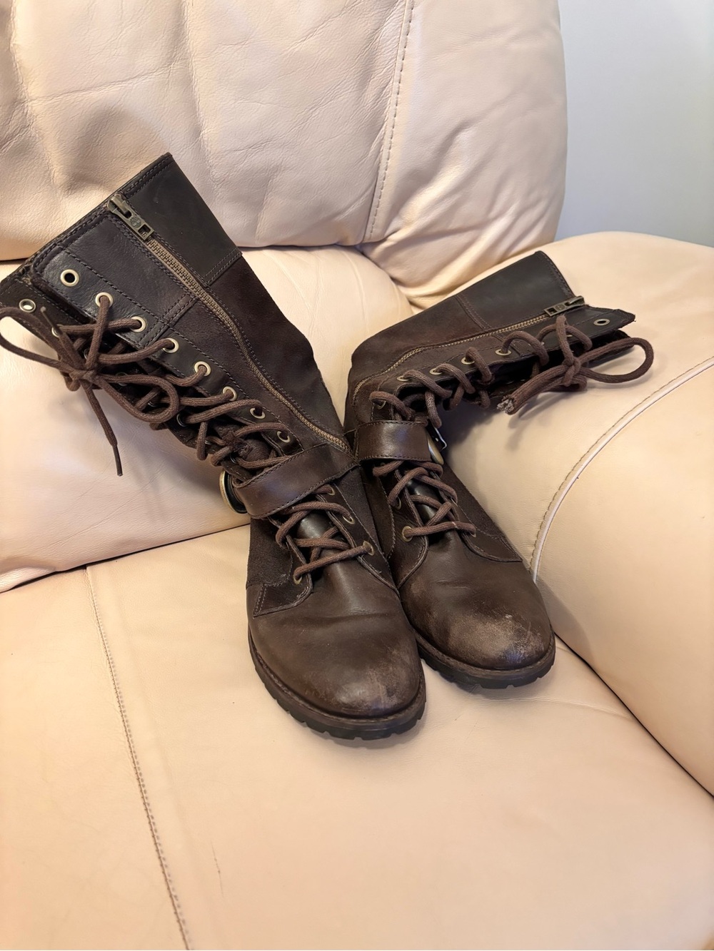 Timberland Dark Brown Lace-Up Combat Boots for Women
